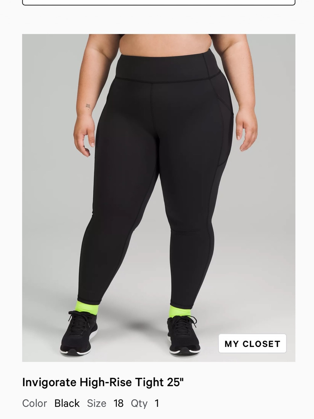 Lululemon High-Rise Black Workout Leggings size 18